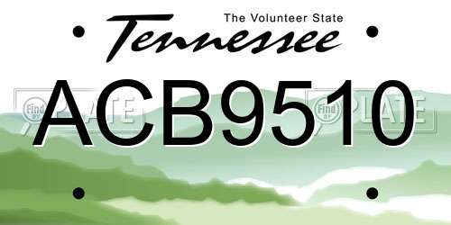 ACB9510 Tennessee License Plate