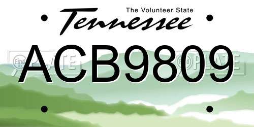 ACB9809 Tennessee License Plate