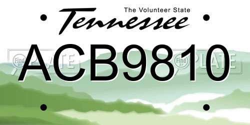 ACB9810 Tennessee License Plate
