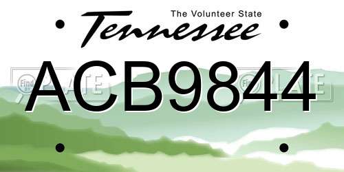 ACB9844 Tennessee License Plate