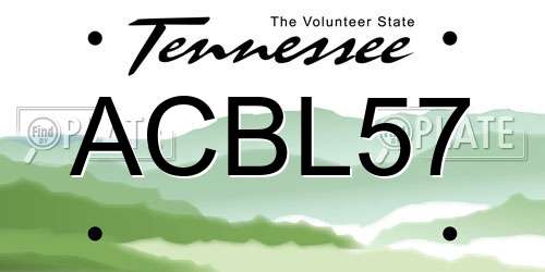 ACBL57 Tennessee License Plate