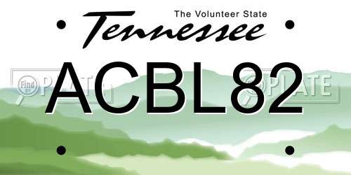 ACBL82 Tennessee License Plate