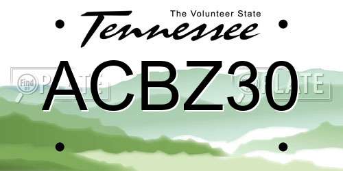 ACBZ30 Tennessee License Plate