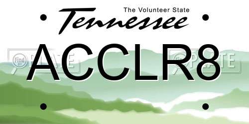 ACCLR8 Tennessee License Plate