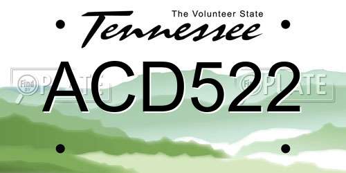 ACD522 Tennessee License Plate