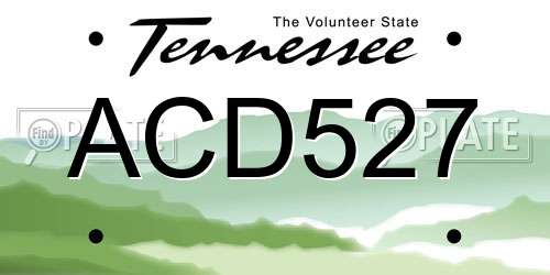 ACD527 Tennessee License Plate