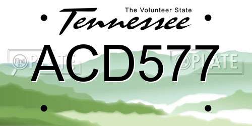 ACD577 Tennessee License Plate