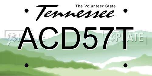 ACD57T Tennessee License Plate