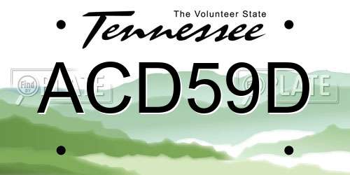 ACD59D Tennessee License Plate