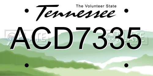 ACD7335 Tennessee License Plate