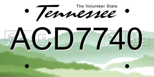 ACD7740 Tennessee License Plate