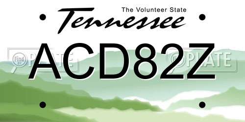 ACD82Z Tennessee License Plate