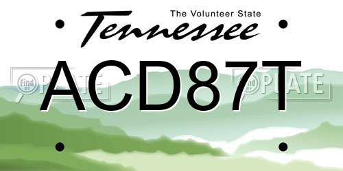 ACD87T Tennessee License Plate