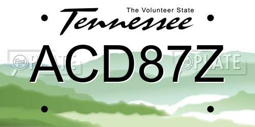 ACD87Z Tennessee License Plate
