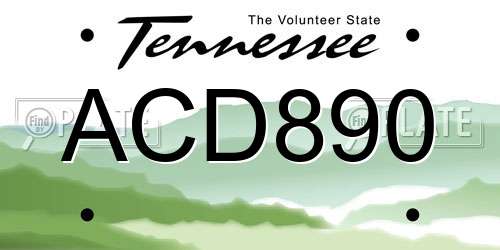 ACD890 Tennessee License Plate