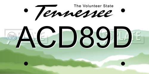 ACD89D Tennessee License Plate