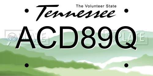 ACD89Q Tennessee License Plate