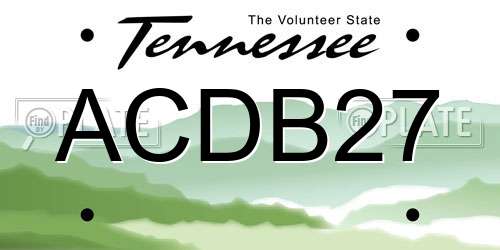 ACDB27 Tennessee License Plate