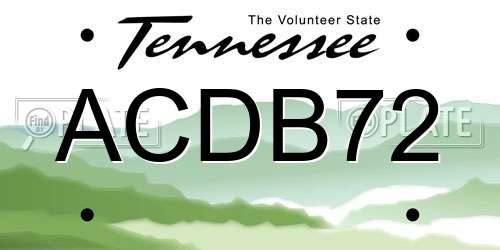 ACDB72 Tennessee License Plate