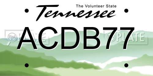 ACDB77 Tennessee License Plate