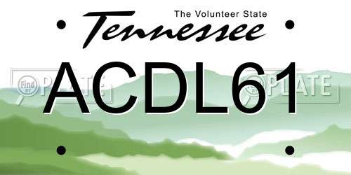 ACDL61 Tennessee License Plate