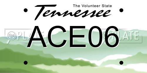 ACE06 Tennessee License Plate