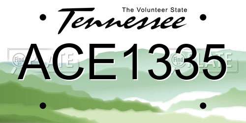 ACE1335 Tennessee License Plate