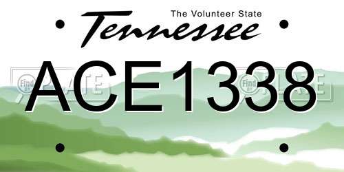 ACE1338 Tennessee License Plate