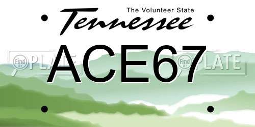ACE67 Tennessee License Plate