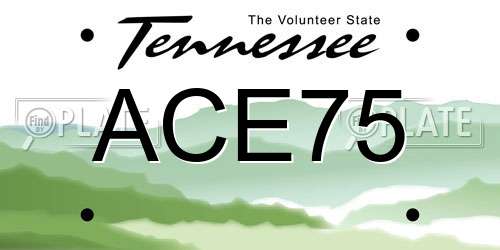ACE75 Tennessee License Plate