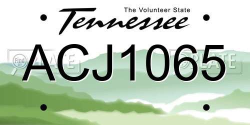 ACJ1065 Tennessee License Plate