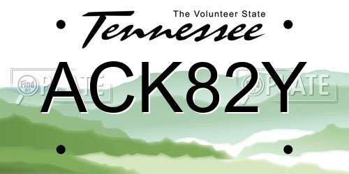 ACK82Y Tennessee License Plate