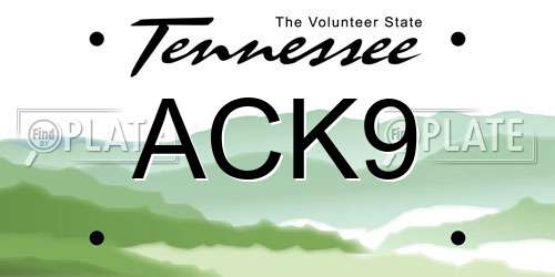 ACK9 Tennessee License Plate