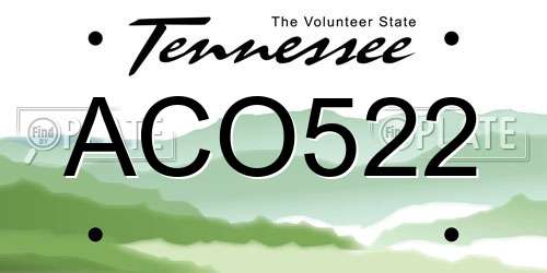 ACO522 Tennessee License Plate