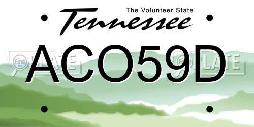 ACO59D Tennessee License Plate