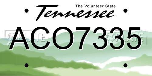 ACO7335 Tennessee License Plate