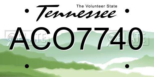 ACO7740 Tennessee License Plate