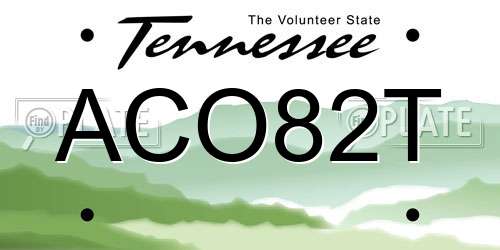 ACO82T Tennessee License Plate