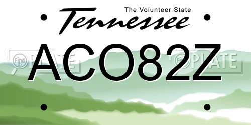 ACO82Z Tennessee License Plate