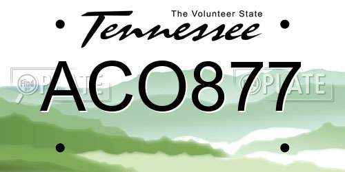 ACO877 Tennessee License Plate