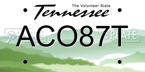 ACO87T Tennessee License Plate