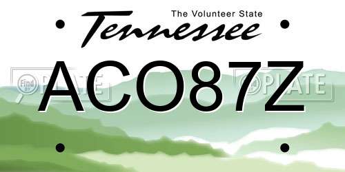 ACO87Z Tennessee License Plate