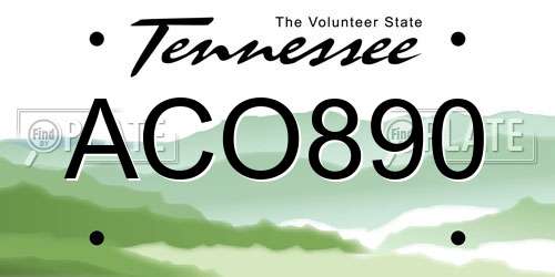 ACO890 Tennessee License Plate