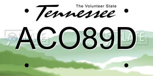 ACO89D Tennessee License Plate