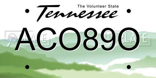 ACO89O Tennessee License Plate