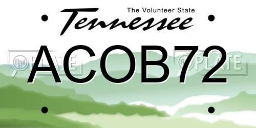 ACOB72 Tennessee License Plate
