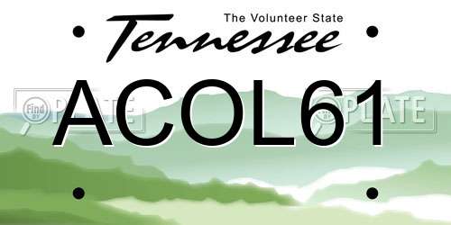 ACOL61 Tennessee License Plate