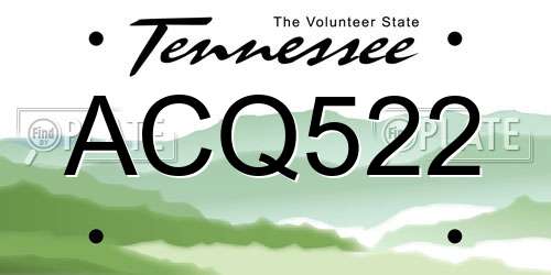 ACQ522 Tennessee License Plate