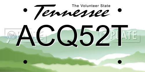 ACQ52T Tennessee License Plate