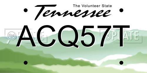ACQ57T Tennessee License Plate